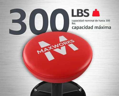 Vista 4 de MaxWorks 80771 Asiento neumático de rodillo/rastrillo con altura ajustable - Capacidad de 300 libras