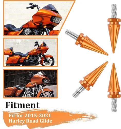 Vista 2 de Tornillos de punta para parabrisas de motocicleta, tornillos de carenado de motocicleta, aptos para Harley Road Glide 2015-2021, naranja