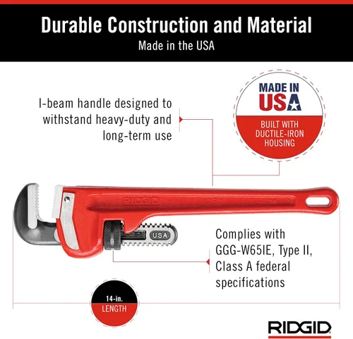 Vista 12 de RIDGID 31025 Llave de tubo recta modelo 18 resistente, llave de fontanería de 18 pulgadas