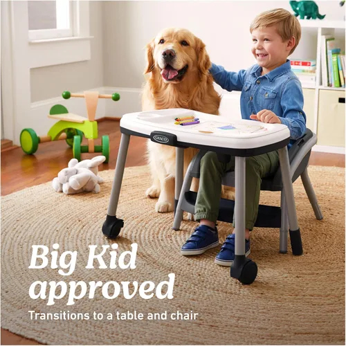 Vista 3 de Graco® Table2Table LX Silla alta 6 en 1, flechas con soporte de cabeza para bebés y bandeja extraíble con una mano