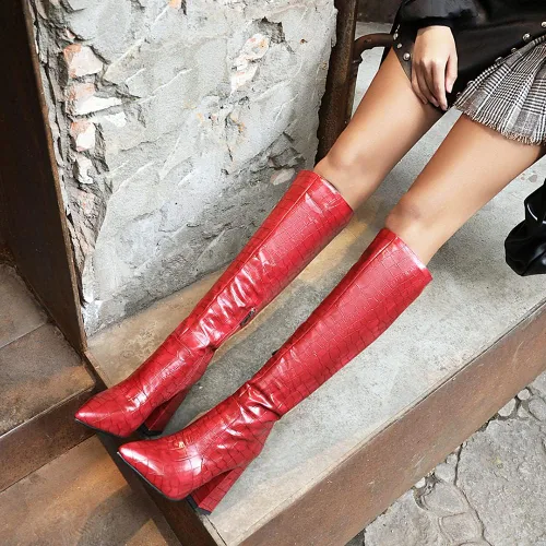 Vista 5 de Women Elegant Dress Boots Knee High Zipper Slim High Boots
