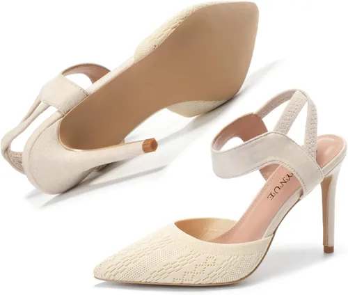 Vista 6 de EBYNUE Zapatos de tacón alto sexy para mujer, zapatos de vestir cómodos y puntiagudos de 4 pulgadas con punta cerrada, estilete de aguja para fiesta