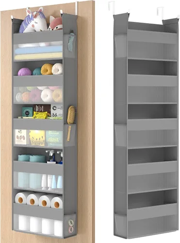 Vista 9 de SONGMICS URDH007W01 - Organizador para colgar sobre la puerta, organizador de puerta colgante con 5 bolsillos grandes, almacenamiento de 5 niveles