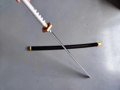 Vista 8 de Espadas de cosplay Agatsuma Zenitsu Samurai, espada Katana, espada de juguete de plástico para juego de disfraces, Halloween, cosplay, regalo, 4030