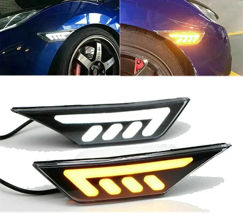 Vista 2 de Luces intermitentes LED negras para Honda Civic 2016-2020, un par de luces LED negras de señalización de giro