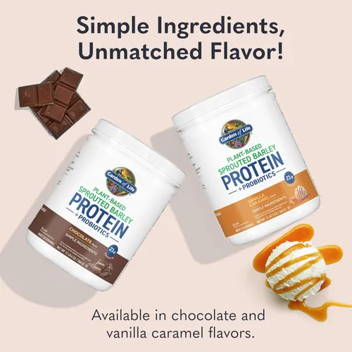 Vista 7 de Garden of Life, Probióticos de cebada germinada con proteínas, chocolate, 24.41 onzas