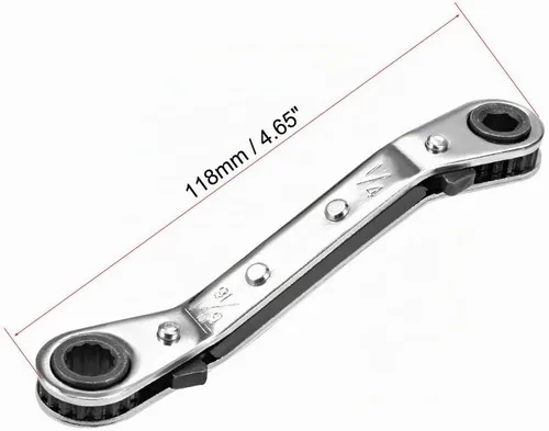 Vista 2 de uxcell Llave de trinquete reversible, extremo de caja doble de 1/4 pulgadas x 5/16 pulgadas, Cr-V
