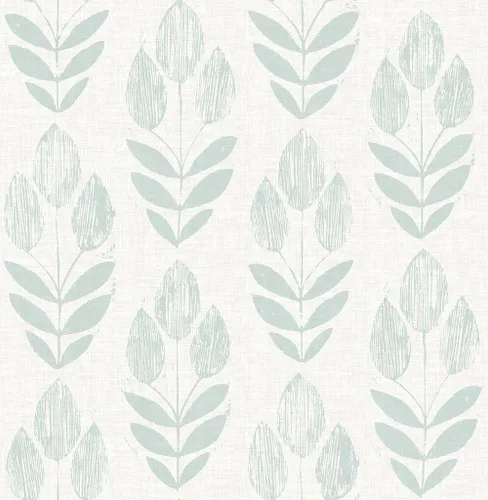 Vista 5 de [Usado] Chesapeake Blue Chesapeake 3115-24470 Garland Block Tulip - Papel pintado de tulipanes, color azul claro