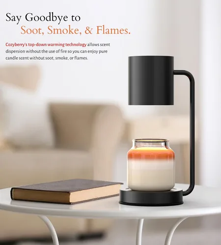 Vista 4 de Cozyberry® Querencia™ - Lámpara calentadora de velas, temporizador de 1, 2, 4 horas, 2 bombillas incluidas, compatible con todas las velas, lámpara