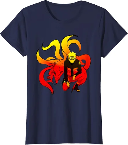 Vista 29 de Naruto Shippuden Naruto and 9 Tails - Camiseta de manga corta Negro