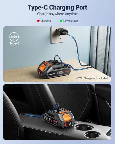 Vista 5 de SEALIGHT - Mini aspiradora de mano inalámbrica para automóvil, con succión de alta potencia de 21000 Pa, dos baterías de larga duración, 18 V/120 W