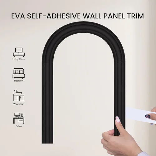 Vista 7 de Moldura flexible para despegar y pegar, tiras de moldeo de panel de pared autoadhesivas, ribete decorativo de EVA negro para zócalo, espejo