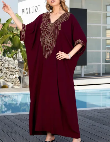 Vista 4 de Bsubseach Vestido de caftán bordado para mujer, manga corta, bikini, salida de baño