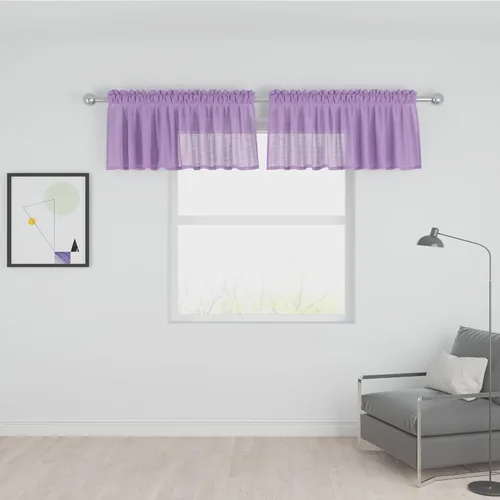 Vista 36 de UPOPO Paneles de Cortina Beige Pequeños Cortinas Transparentes de Gasa de 16 Pulgadas de Largo Cortinas de Cocina de Voile con Textura de Lino