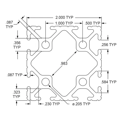 Vista 2 de 80/20 INC., 2020, 10 Series, 2" x 2" t-slotted extrusión X 57" de largo
