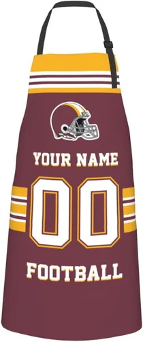 Vista 36 de Delantales personalizados del estilo del fútbol, delantal personalizado de la cocina del nombre y del número, delantales impermeables modificados