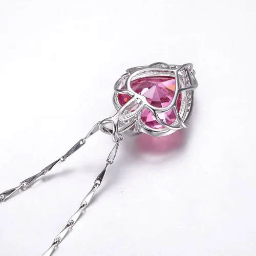 Vista 4 de Merthus Collar de plata de ley 925 creado con corazón de topacio arcoíris de fuego místico para mujer joyería de regalos para esposa