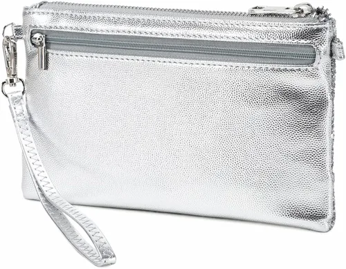 Vista 4 de Lam Gallery Bolso de mano de noche con purpurina brillante para boda, bolso de mano brillante para fiesta, plateado