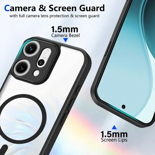 Vista 274 de Funda magnética transparente compatible con Xiaomi 17T, color negro 2 en 1 PC + TPU cubierta de teléfono a prueba de golpes, carcasa protectora