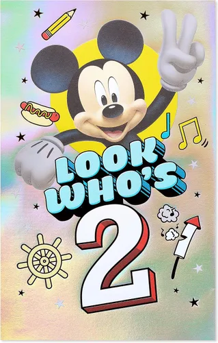Vista 4 de American Greetings Disney Mickey Mouse - Tarjeta emergente de segundo cumpleaños para niño pequeño (Hope It's Lots of Fun)