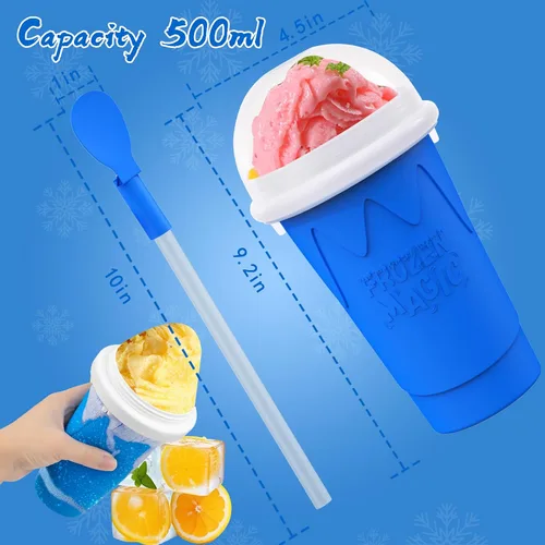 Vista 6 de Taza de Fabricante de Granizado de 500ML - Tazas de Granizado Mágicas DIY, Tazas Apretadoras Portátiles para Hacer Leche y Helado, Tazas