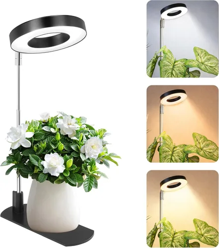 Vista 14 de LBW Luz de cultivo para plantas de interior, luz de cultivo de plantas de halo de espectro completo con base, lámpara de cultivo de plantas