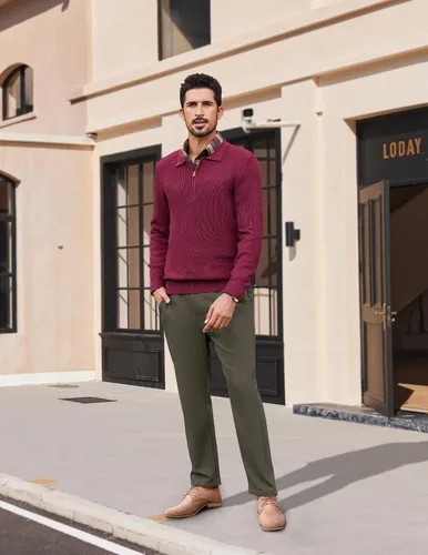 Vista 2 de COOFANDY Pantalones chinos para hombre, ajuste regular, cintura elástica, básico, plano, con cordón frontal, pantalones casuales