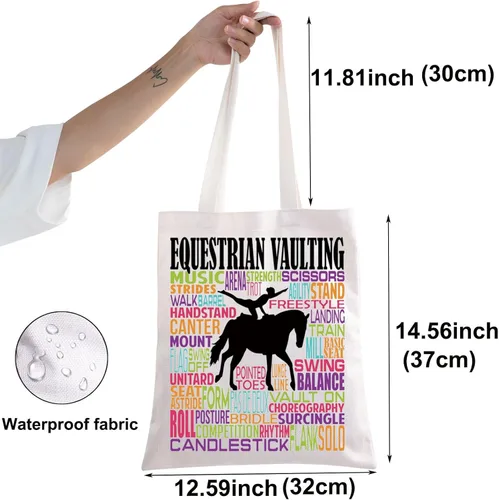 Vista 2 de BWWKTOP Bolsa de lona para saltarse ecuestre, regalos de bóveda de caballo, bolsa de hombro, regalo de equitación