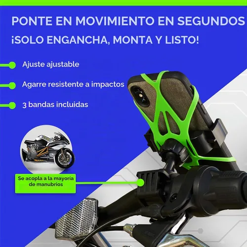 Vista 2 de Soporte para teléfono celular, para bicicleta, para todo tipo de Smartphone: iPhone 7 /7+, 6 /6+, 5s, 5, Samsung Galaxy S7 /S7 Edge, S6, S5, S4