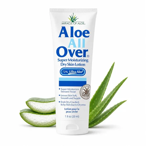 Vista 10 de Miracle of Aloe Loción súper hidratante para la piel seca de Aloe All Over (paquete de 3, 1 onza) - Fabricado con gel de aloe vera 72% UltraAloe
