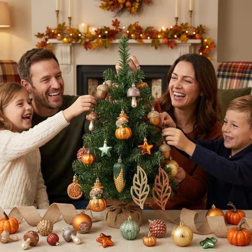 Vista 4 de Valery Madelyn 55ct Fall Ornaments Shatterproof Tree Decorations for Home Orange Green Scarecrow Pumpkin Ball Ornaments Farmhouse Hanging Decor for