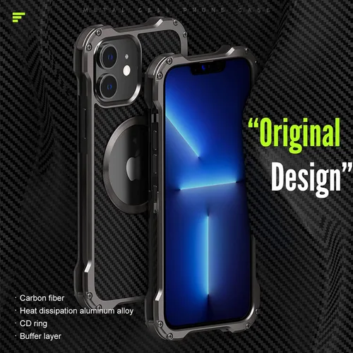 Vista 8 de Funda de disipación de calor hueca trasera para iPhone 12, a prueba de golpes a prueba de caídas con protector de lente soporte Magsafe cargador