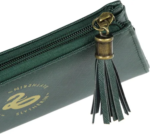 Vista 4 de Bioworld Cartera de Harry Potter de diseño Hogwarts Houses con cremallera de cuero sintético para mujer