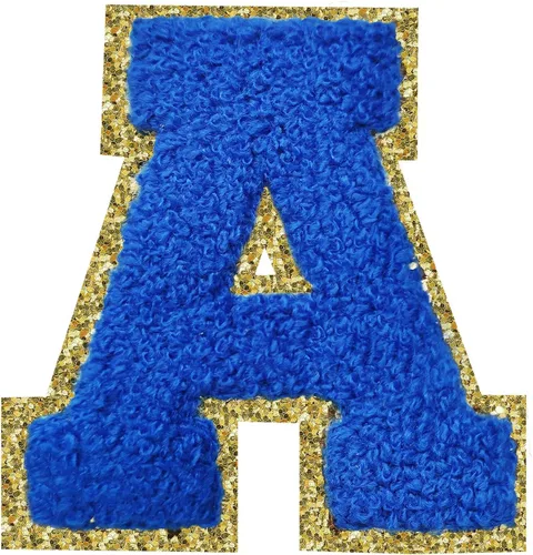 Vista 167 de 3Pcs Letter Patches Varsity Glitters Chenille,SPRT Iron on Blue Letter Patch,Alphabet Cloth Patch for Team Costume Decoration 3.1in Height S