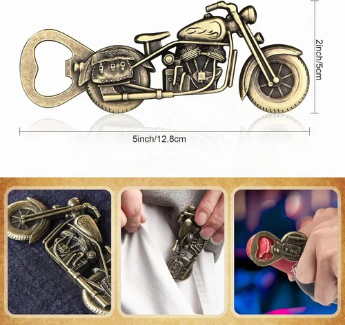 Vista 7 de Regalos de cerveza de motocicleta para hombres, papá, él, abrebotellas de cerveza vintage para motocicleta, regalos del día del padre para hombres