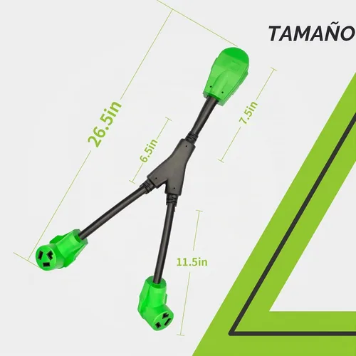 Vista 3 de RVMATE Divisor de secadora de 3 clavijas de 30 amperios, NEMA 10-30P a (2) 10-30R Y receptáculo de 26.5 pulgadas, construido para durar, chaqueta