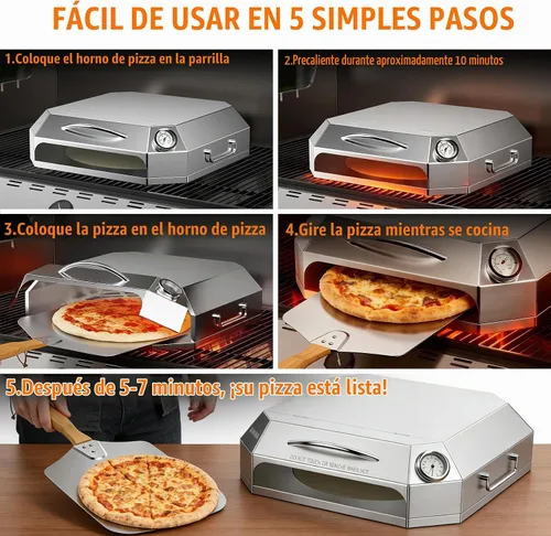 Vista 6 de Onlyfire Kit de horno de pizza de acero inoxidable para parrilla de gas, parrilla de carbón y propano, kit de horno de pizza portátil para parrilla