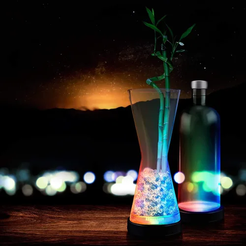 Vista 5 de Paquete de 4 posavasos de cóctel iluminados, posavasos LED recargables por USB, para bar, cerveza y bebidas, luces para club, boda, bar, decoración