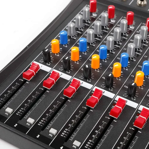 Vista 4 de Mezclador profesional de 8 canales, interfaz de consola digital USB MP3 Phantom Power estéreo DJ Studio FX Chasis de acero, mezclador de audio USB