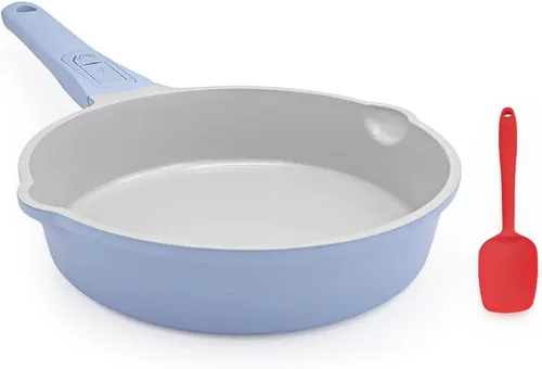 Vista 8 de AIKENBBKK Sartén profunda de cerámica de 8 pulgadas con tapa Blanco
