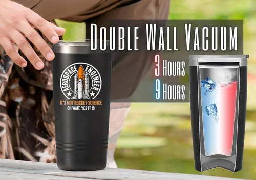 Vista 5 de Onebttl Regalos aeroespaciales para hombres, 20 onzas, regalos espaciales, vaso de acero inoxidable con tapa, taza de café de viaje con aislamiento