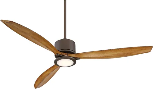 Vista 2 de Ventilador de techo de 3 aspas con clasificación húmeda de bronce de 56 "Rally con control remoto de luz LED