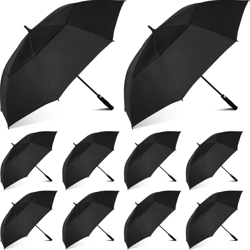 Vista 10 de Jexine Paraguas grande de golf abierto automático de 62 pulgadas, doble toldo, resistente al viento, impermeable, resistente, para hombres, mujeres