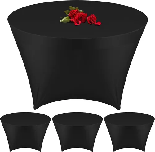 Vista 11 de Buryeah Mantel redondo elástico de 5 pies de elastano, lavable a máquina, 60 pulgadas, mantel elástico ajustable para mesa redonda para bodas