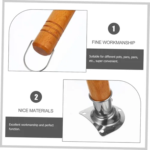 Vista 5 de DOITOOL Mango de madera para ollas de cocina universal de madera, mango de repuesto, 2 unidades, agarre de baquelita para olla de leche