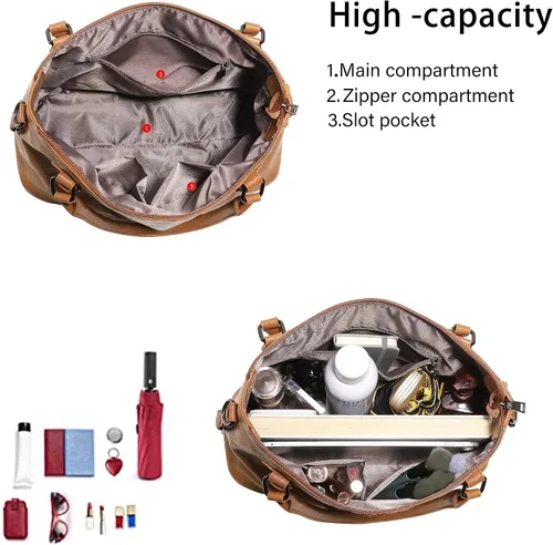 Vista 7 de Bolso de mano clásico de moda para mujer, bolso de cuero de gran capacidad