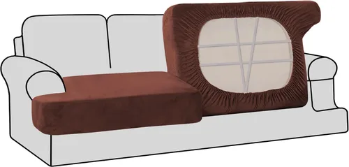 Vista 44 de H.VERSAILTEX Fundas de terciopelo elástico para silla con cojín en forma de T para sala de estar, funda de sofá, funda de asiento con cojín