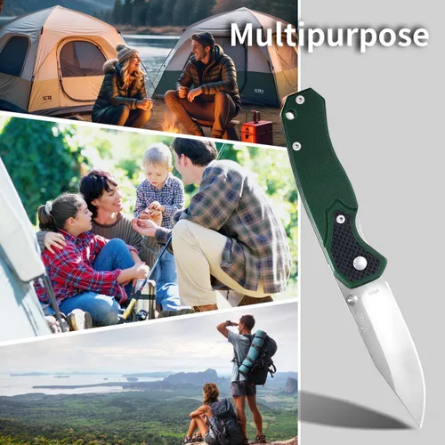Vista 7 de Vickay Cuchillo de bolsillo, cuchillos plegables de bolsillo con clip para cinturón, cuchillo táctico para acampar, hoja de acero inoxidable
