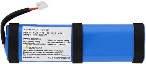 Vista 2 de 5200mAh SUN-INTE-103, 2INR19/66-2 Reemplazo de batería compatible con JBL Xtreme 2 Altavoz Bluetooth inalámbrico portátil