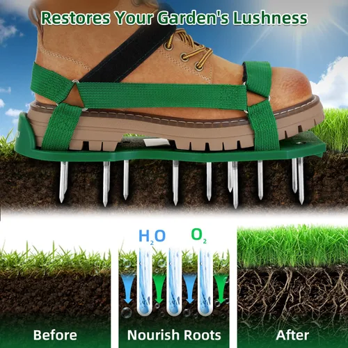 Vista 2 de Ohuhu Zapatos Aireadores de Césped para Hierba: Zapatos de Aireación de Instalación Gratuita con Pala de Acero Inoxidable, Sandalias Aireadoras